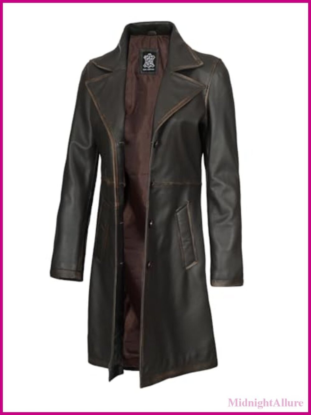 Genuine Lambskin Leather Long Trench Coat Women's Classic